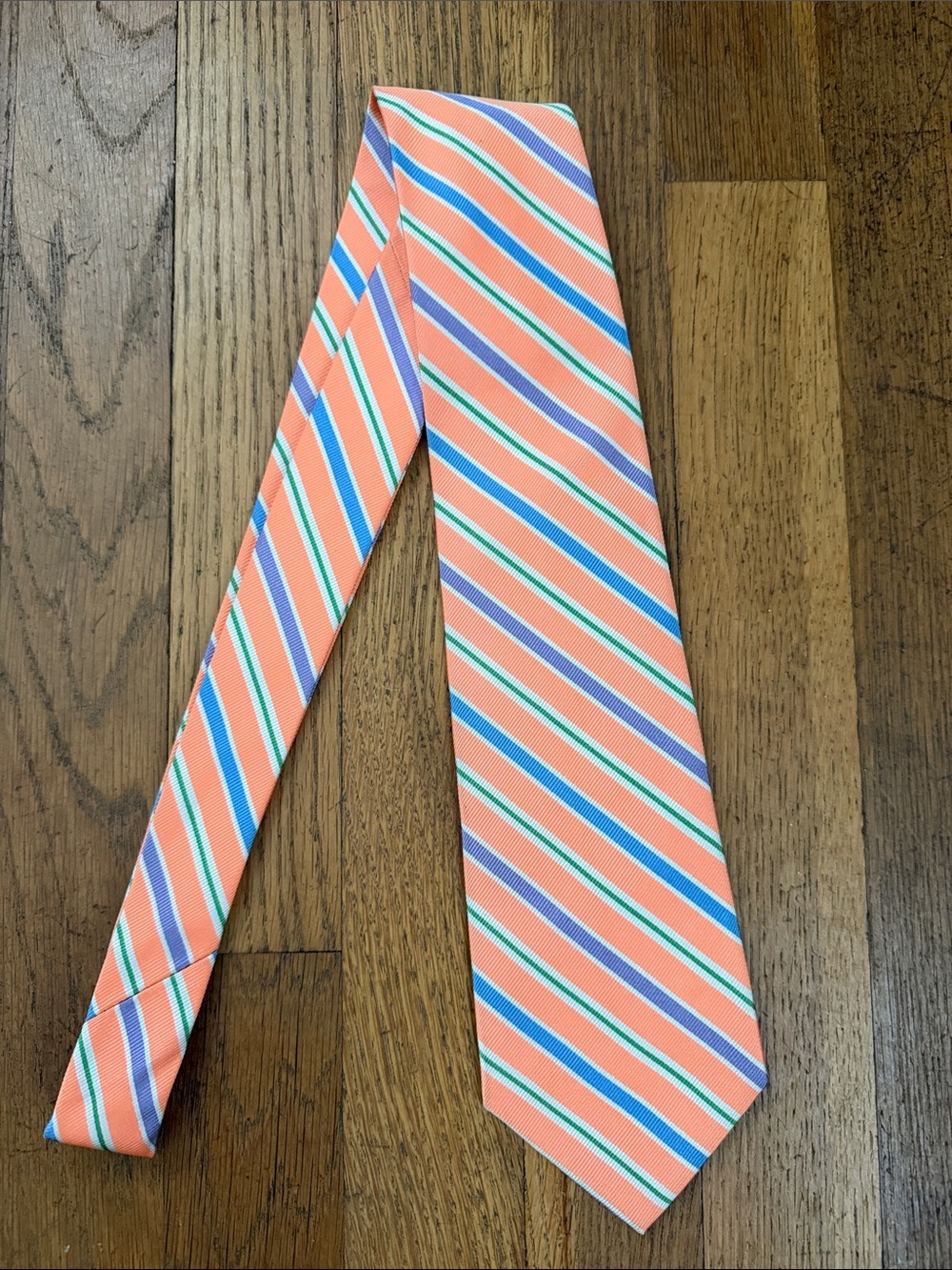 Polo by Ralph Lauren orange/purple striped silk tie.